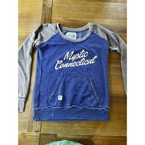 Vintage Y2K Sweatshirt Connecticut Off Shoulder Ragged Hem Ladies Small